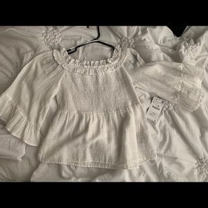 Zara flowy white off the shoulder shirt